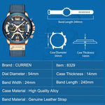 Curren Chronograph Men Watch Leather Luxury Waterproof Sport Watch
