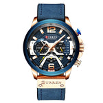 Curren Chronograph Men Watch Leather Luxury Waterproof Sport Watch