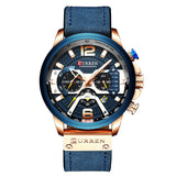 Curren Chronograph Men Watch Leather Luxury Waterproof Sport Watch
