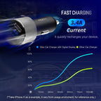ROCK Sitor Blue LED Display DC 5V 3.4A Universal Car Phone Charger - Planet Car Care