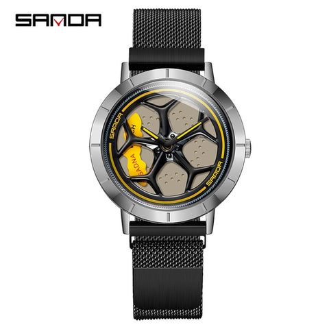 SANDA Men Mesh Steel Watch Luxury Relogio Masculino