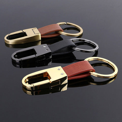 PCC Omuda Leather Keychains Waist Holder Alloy Key Ring High Quality Open Buckle