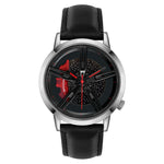 SANDA Men Wristwatch Fashion Wheel Series Dial Leather Strap Waterproof