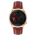 SANDA Men Wristwatch Fashion Wheel Series Dial Leather Strap Waterproof