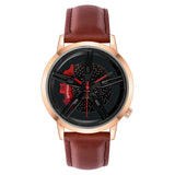 SANDA Men Wristwatch Fashion Wheel Series Dial Leather Strap Waterproof