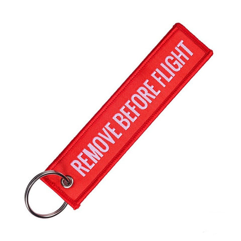 PCC Remove Before Flight Woven Keychain Ring, Red